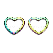 Ion Plating(IP) 304 Stainless Steel Linking Rings, Heart, Rainbow Color, 28.5x32x2.5mm, Inner Diameter: 17x24mm(STAS-P245-34M-01)
