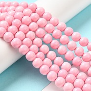 Synthetic Ocean White Jade Beads Strands, Dyed, Round, Pearl Pink, 4~4.5mm, Hole: 1mm, about 96pcs/strand, 16.3 inch(G-S254-4mm-B01)