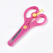 Stainless Steel and ABS Plastic Scissors, Safety Craft Scissors for Kids, Deep Pink, 13.5x6.2cm(TOOL-WH0100-03B)