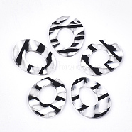 Cellulose Acetate(Resin) Pendants, Oval, White, 43.5x34x3mm, Hole: 1.5mm(KY-T008-29A)