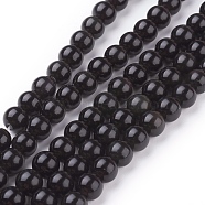 Natural Obsidian Beads Strands, Round, Grade AA, Black, 6mm(G-G099-6mm-24)
