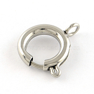 304 Stainless Steel Spring Ring Clasps, Stainless Steel Color, 18x2.5mm, Hole: 3mm(STAS-R083-07)