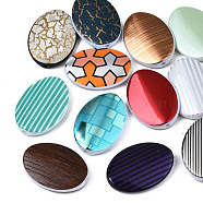 Printed Acrylic Beads, Oval, Mixed Color, 29x21.5x6mm, Hole: 2mm, about 218pcs/500g(MACR-N009-026)