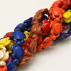 Synthetic Howlite Beads, Dyed, Turtle, Mixed Color, 17~18x13~14x6.5~7.5mm, Hole: 1mm, about 23pcs/strand, 15.04 inch(38.2cm)(TURQ-E007-M)