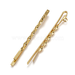 Iron Hair Bobby Pin Findings, with Loop, Golden, 55.5x2x3~6mm, Hole: 2mm(IFIN-F159-01G)