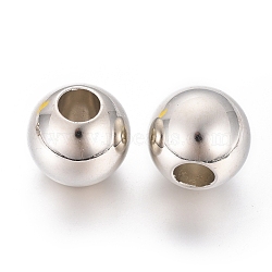 CCB Plastic Beads, Lrage Hole Beads, Round, Platinum, 24.5x22mm, Hole: 9.5mm(CCB-E065-06P)