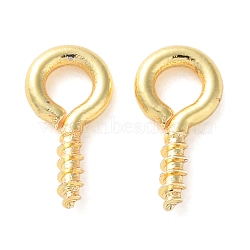 Brass Screw Eye Pin Peg Bails, Long-Lasting Plated, Lead Free & Cadmium Free, Real 18K Gold Plated, 10x5mm, Hole: 2.3mm, Pin: 1.6mm(KK-K390-02G)