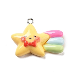 Resin Pendants, with Platinum Iron Loop, Star, 22x30x7.5mm, Hole: 2mm(RESI-R450-02E)