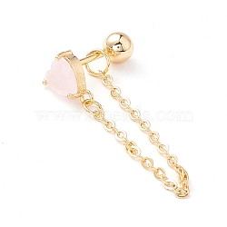 Heart Cat Eye Stud Earrings for Women, Alloy Chain Dangle Earrings with Screw Back Ball Tragus, Golden, 7x5.5x3.3mm, Pin: 0.7mm(EJEW-A065-11G)