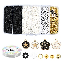 DIY Disc Polymer Clay & CCB Plastic Beads Bracelet Jewelry Kits, Mixed Color, 6x1mm, Hole: 2mm, 2 colors, 68g/color, 136g(DIY-YW0009-54)