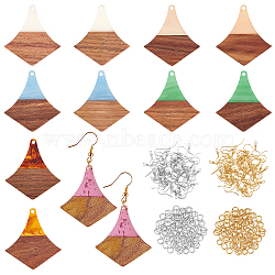 SUPERFINDINGS DIY 6 Pairs Arrows Resin & Walnut Wood Earring Makings Kit, Including Pendants, Brass Earring Hooks & Jump Ring, Mixed Color, Pendants: 12pcs(DIY-FH0001-76)