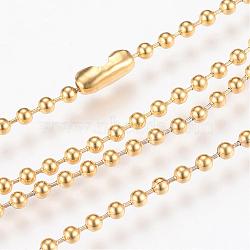 304 Stainless Steel Ball Chain Necklace, Golden, 29.5 inch(75cm)x2.3mm(MAK-R012-02G)