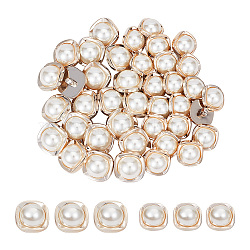 40Pcs 2 Style 1-Hole ABS Plastic Imitation Pearl Shank Buttons, Square, White, 20x20x15mm and 23x23x16mm, Hole: 3.5mm and 3mm, 20pcs/style(BUTT-NB0001-56)