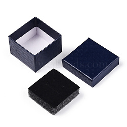 Square Cardboard Ring Boxes, with Sponge Inside, Prussian Blue, 2x2x1-3/8 inch(5x5x3.5cm)(CBOX-S020-05)