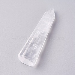 Natural Quartz Crystal Pointed Beads, Rock Crystal, Healing Stones, Reiki Energy Balancing Meditation Therapy Wand, No Hole/Undrilled, Bullet, 59~61x16~17mm(X-G-I220-10)