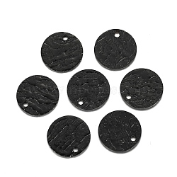 304 Stainless Steel Charms, Textured, Laser Cut, Flat Round, Electrophoresis Black, 12x1mm, Hole: 1.4mm(STAS-I157-09A-B)
