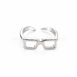 Men's Alloy Cuff Finger Rings, Open Rings, Cadmium Free & Lead Free, Glasses, Platinum, US Size 6 3/4(17.1mm)(RJEW-N029-035)