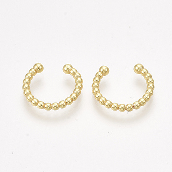 Brass Cuff Earrings, Golden, 11x2mm