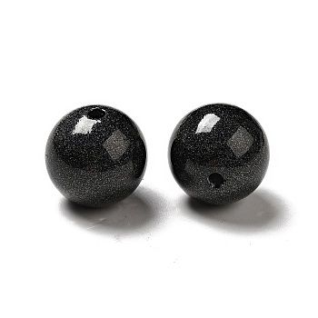ABS Plastic Imitation Pearl Beads, Round, Black, 15~16x15mm, Hole: 2mm