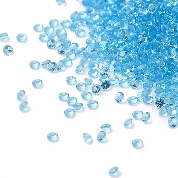 Cubic Zirconia Cabochons, Faceted Diamond, Light Sky Blue, 1.2x1mm