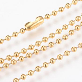 304 Stainless Steel Ball Chain Necklace, Golden, 29.5 inch(75cm)x2.3mm