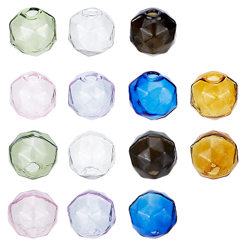 14Pcs 7 Colors Blown Glass Wishing Bottle Bubble Vial, For Bottle Pendant Making, Mixed Color, 15~16mm, Hole: 4~5mm, 2pcs/color
