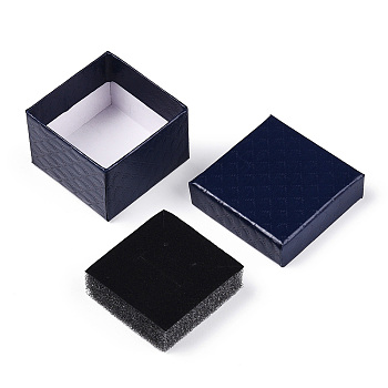 Square Cardboard Ring Boxes, with Sponge Inside, Prussian Blue, 2x2x1-3/8 inch(5x5x3.5cm)