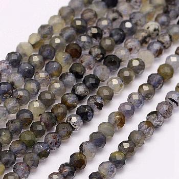 Natural Cordierite/Iolite/Dichroite Beads Strands, Grade B, Faceted, Round, 3mm, Hole: 0.5mm, about 132pcs/strand, 15.7 inch(40cm)