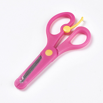 Stainless Steel and ABS Plastic Scissors, Safety Craft Scissors for Kids, Deep Pink, 13.5x6.2cm