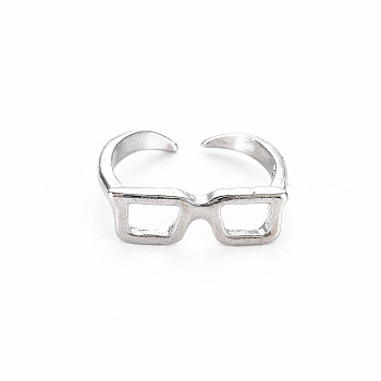 Men's Alloy Cuff Finger Rings, Open Rings, Cadmium Free & Lead Free, Glasses, Platinum, US Size 6 3/4(17.1mm)