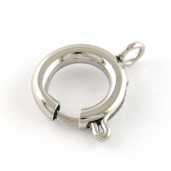 304 Stainless Steel Spring Ring Clasps, Stainless Steel Color, 18x2.5mm, Hole: 3mm