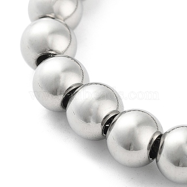 202 Stainless Steel Round Beaded Bracelets for Men Women(BJEW-D034-01P)-2