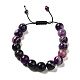 12.5mm Round Natural Purple Banded Agate(Dyed & Heated) Braided Bead Bracelets for Women Men(BJEW-C060-01X)-1