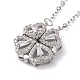 2 in 1 Four Clear Cubic Zirconia Clover Pendant Necklace(NJEW-H163-01P)-2