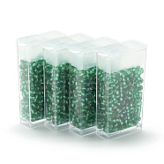 MGB Matsuno Glass Beads, Japanese Seed Beads, 12/0 Silver Lined Glass Round Hole Rocailles Seed Beads, Medium Sea Green, 2x1mm, Hole: 0.5mm, about 900pcs/box, net weight: about 10g/box(SEED-R033-2mm-50RR)