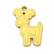 Christmas Theme 201 Stainless Steel Charms, Laser Cut, Golden, Deer, 14x9x1mm, Hole: 1.5mm(STAS-Q015-13G-05)