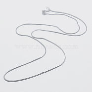 925 Sterling Silver Chain Necklaces, with Spring Ring Clasps, Carved 925, Platinum, 18 inches(45cm)(STER-F039-10P)