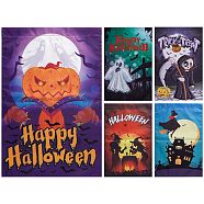 5Pcs 5 Styles Garden Flag for Halloween, Double Sided Polyester House Flags, for Home Garden Yard Office Decorations, Mixed Color, 445x304x0.4mm, Hole: 28.5mm, 1pc/style(AJEW-SZ0001-57A)
