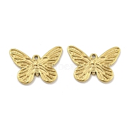 304 Stainless Steel Pendants, Butterfly Charm, Real 14K Gold Plated, 11x15.5x1mm, Hole: 1mm(STAS-P356-22G)