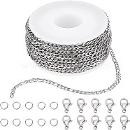 DIY Chain Necklace Bracelet Making Kits, Including 304 Stainless Steel Figaro Chains & Jump Rings & Clasps, Stainless Steel Color, Chain: 10m/bag(DIY-SC0019-61)