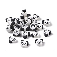 Handmade Polymer Clay Beads, Panda, White, 8~11x9.5~12x5mm, Hole: 2mm(CLAY-G109-02C)