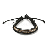 Braided PU Leather & Waxed Cords Multi-strand Bracelets, Alloy Beaded Bracelets, Golden, Inner Diameter: 2-1/4~3-3/4 inch(5.7~9.5cm)(BJEW-P329-09A-G)