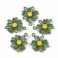 Spray Painted Alloy Pendants, Flower/Daisy, Sea Green, 23.5x19.5x4.5mm, Hole: 1.8mm(PALLOY-N0147-02A)