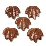 Synthetic Goldstone Carved Pendants, Leaf Charms, 43~44x49~50x7~7.5mm, Hole: 1.4mm(G-K353-01F)