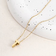 Ion Plating(IP) 304 Stainless Steel Pendant Necklaces, Real 18K Gold Plated, Letter, Letter T, 15.94 inch(40.5cm)~16.14 inch(41cm)+54mm extender, Letters: 10x6x4mm.(NJEW-R050-01G-20)