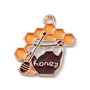 Alloy Enamel Pendants, Golden, Bee Jar, 21x19.5x1mm, Hole: 1.8mm(PALLOY-P301-05B-G)