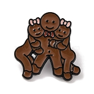 Christmas Theme Gingerbread Enamel Pins, Alloy Brooches for Backpack Clothes, Coconut Brown, 25x25x1mm(JEWB-M043-08C)