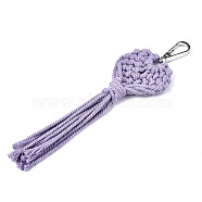 Polycotton(Polyester Cotton) Tassel Big Pendants Decorations, with Platinum Plated Alloy Swivel Clasps, Medium Orchid, 200~220mm(FIND-R088-05)