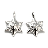 Alloy Pendants, Lead Free & Cadmium Free, Star of David with Flower Pattern, Platinum, 18x12x4mm, Hole: 2.5mm(FIND-G061-02P)