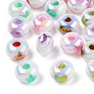 UV Plated Rainbow Acrylic Beads, Iridescent, Star and Heart, Rondelle, Mixed Color, 13.5x8.5mm, Hole: 4mm(PACR-N015-04)